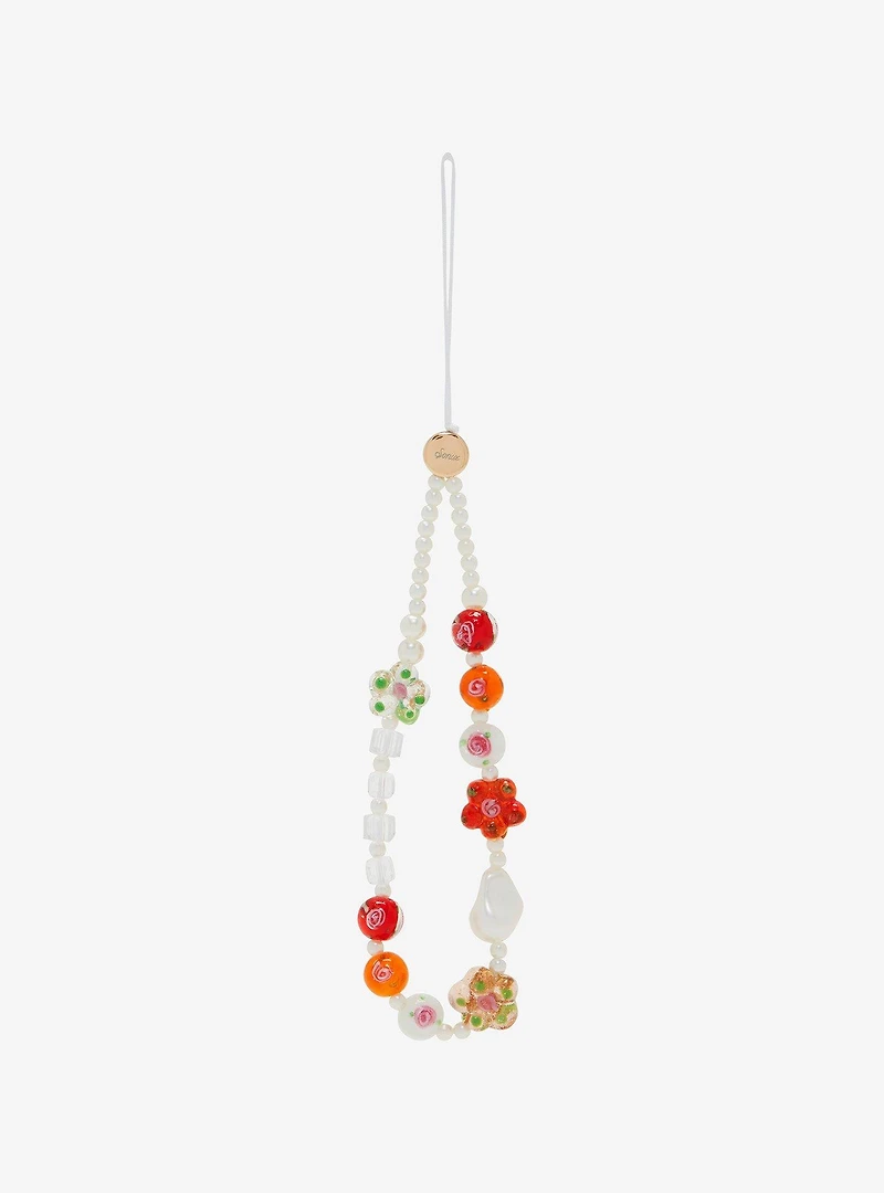 Sonix Roses & Pearls Beaded Phone Charm