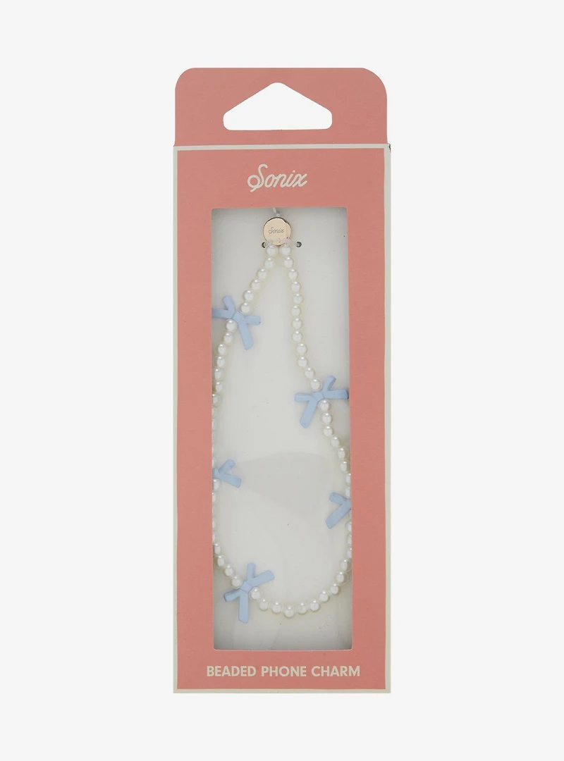 Sonix Blue Bow Beaded Phone Charm