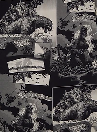 Godzilla Comic Panels Allover Print Woven Button-Up