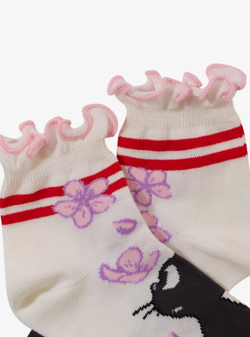 Studio Ghibli® Kiki's Delivery Service Jiji Cherry Blossom Quarter Crew Socks - BoxLunch Exclusive