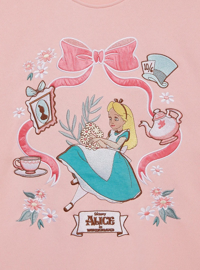 Our Universe Disney Alice Wonderland Icons Pink Crewneck
