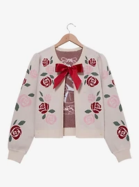 Disney Beauty and the Beast Rose Bow Tie Women's Cardigan — BoxLunch Exclusive
