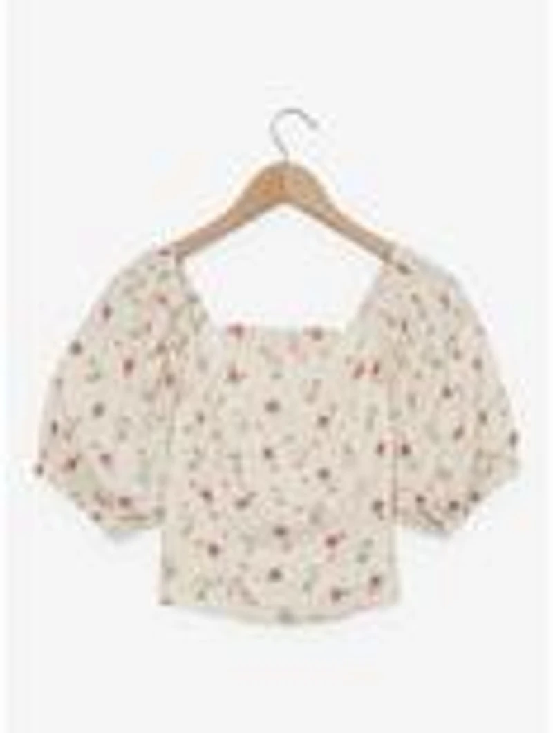 Disney Beauty and the Beast Chip & Roses Allover Print Women's Crop Top - BoxLunch Exclusive