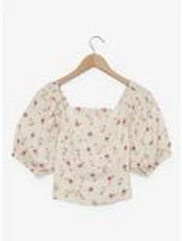 Disney Beauty and the Beast Chip & Roses Allover Print Women's Crop Top - BoxLunch Exclusive