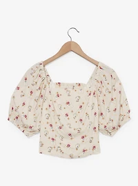 Disney Beauty and the Beast Chip & Roses Allover Print Women's Crop Top - BoxLunch Exclusive
