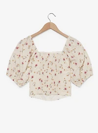 Disney Beauty and the Beast Chip & Roses Allover Print Women's Crop Top - BoxLunch Exclusive