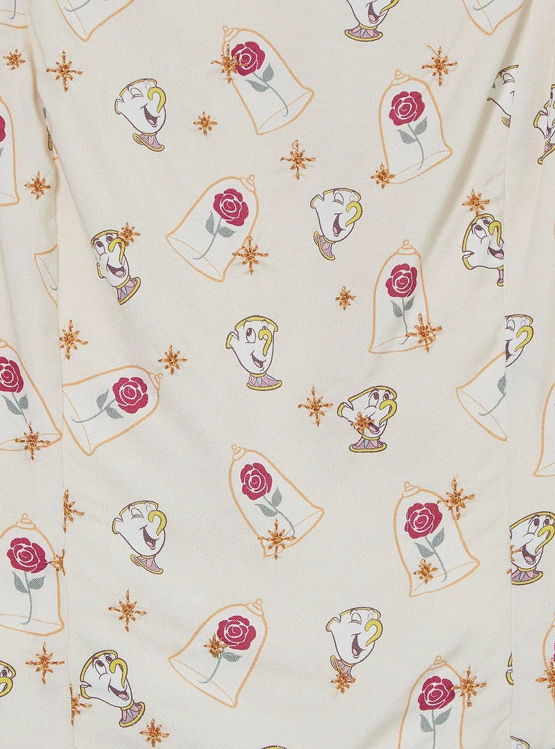 Disney Beauty and the Beast Chip & Roses Allover Print Women's Plus Crop Top - BoxLunch Exclusive