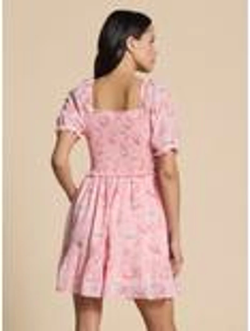 Disney Alice Wonderland Pink Cinched Smock Dress
