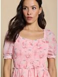 Disney Alice Wonderland Pink Cinched Smock Dress