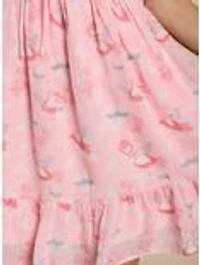 Disney Alice Wonderland Pink Cinched Smock Dress