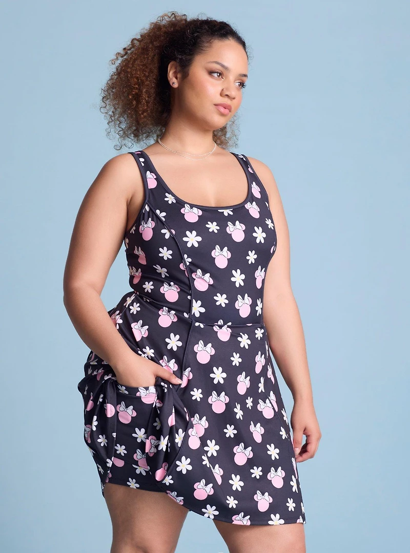 Disney Minnie Mouse Floral Allover Print Plus Active Dress