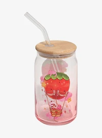 Strawberry Shortcake x Care Bears Hot Air Balloon Glass Tumbler with Straw