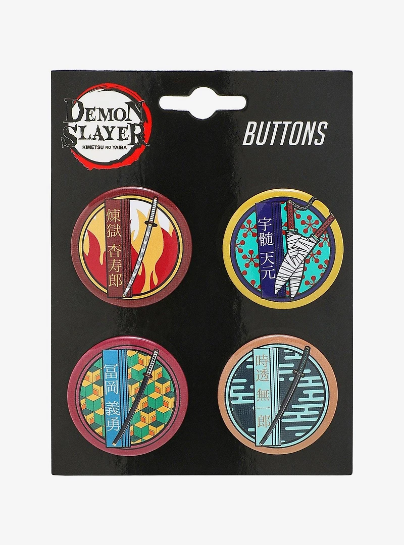 Demon Slayer: Kimetsu no Yaiba Character Swords Button Pin Set