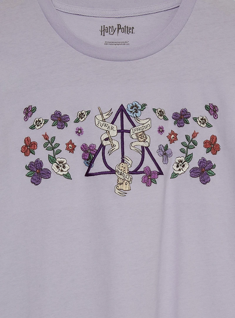 Harry Potter Floral Deathly Hallows Women's T-Shirt - BoxLunch Exclusive