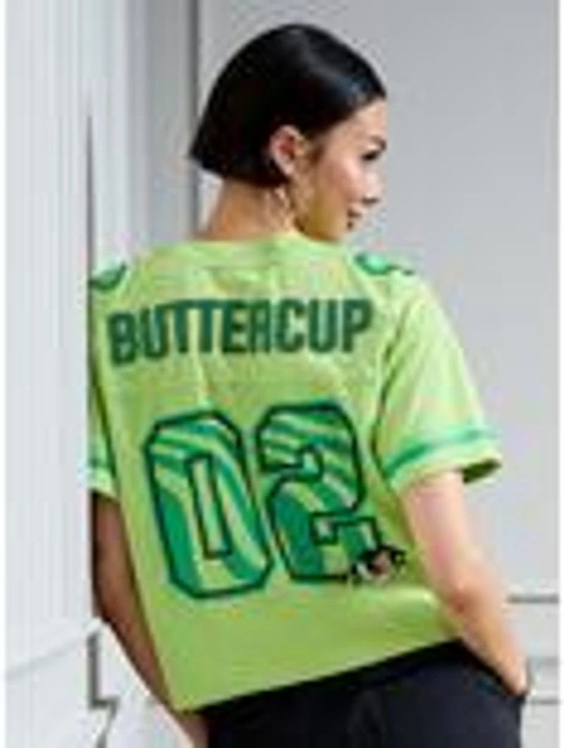The Powerpuff Girls Buttercup Women's Cropped Football Jersey — BoxLunch Exclusive