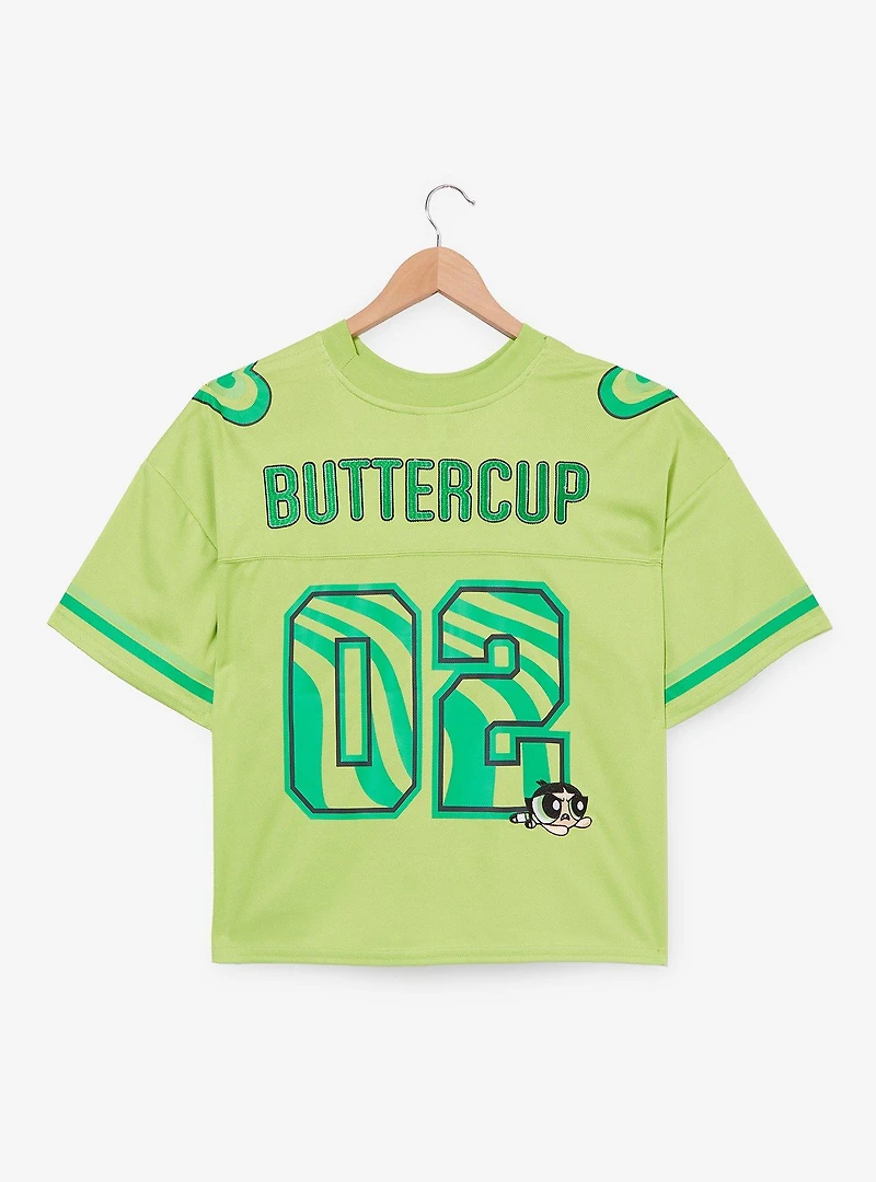 The Powerpuff Girls Buttercup Women's Cropped Football Jersey — BoxLunch Exclusive
