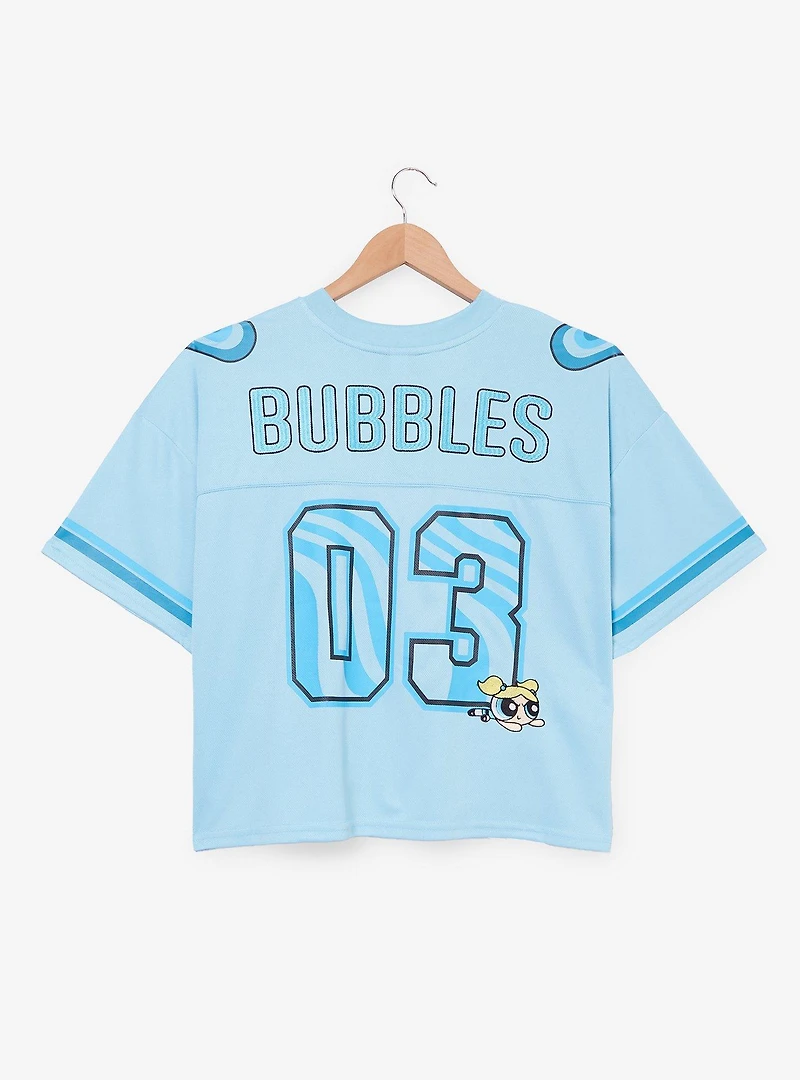 The Powerpuff Girls Bubbles Women's Cropped Football Jersey — BoxLunch Exclusive