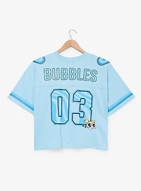 The Powerpuff Girls Bubbles Women's Cropped Football Jersey — BoxLunch Exclusive