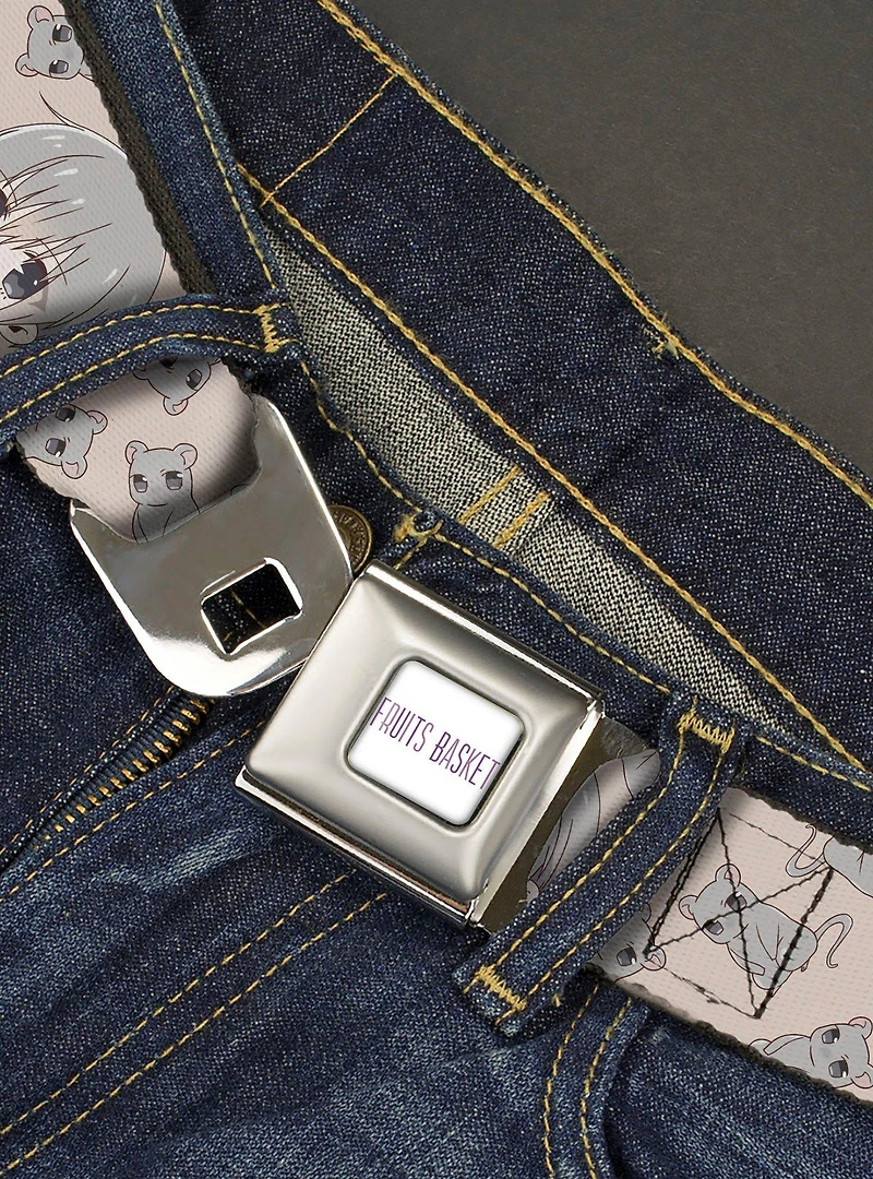 Fruits Basket Chibi Yuki Soma and Rat Scattered Seatbelt Buckle Belt