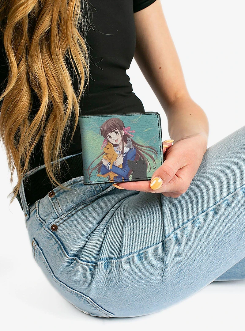 Fruits Basket Kyo Yuki and Tohru with Cat Rat and Dog Bifold Wallet