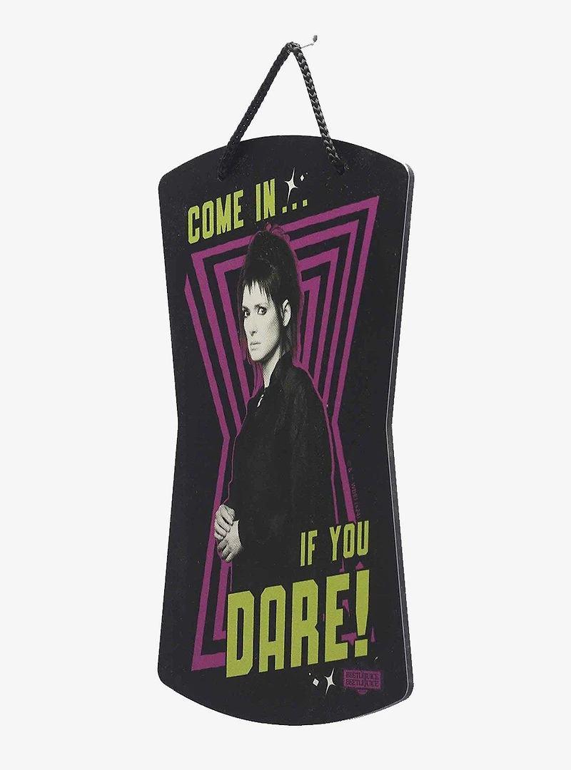 Beetlejuice Lydia Deetz Come in If You Dare Hanging Metal Sign