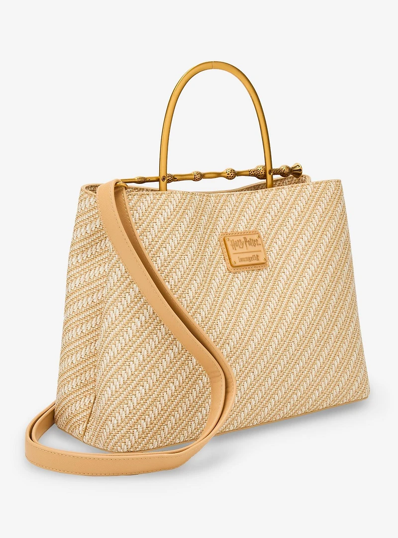 Loungefly Harry Potter Deathly Hallows Elder Wand Raffia Texture Brown Handbag - BoxLunch Exclusive