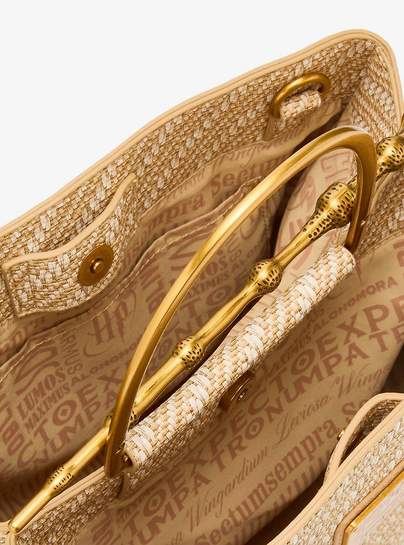 Loungefly Harry Potter Deathly Hallows Elder Wand Raffia Texture Brown Handbag - BoxLunch Exclusive