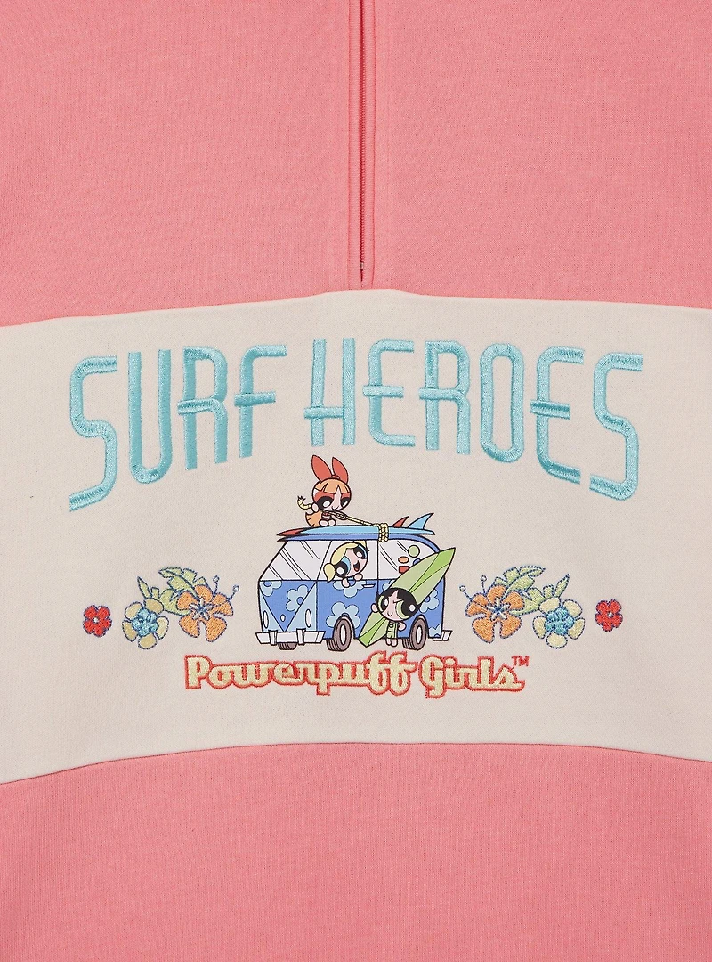 The Powerpuff Girls Surf Heroes Women's Quarter Zip Crewneck - BoxLunch Exclusive