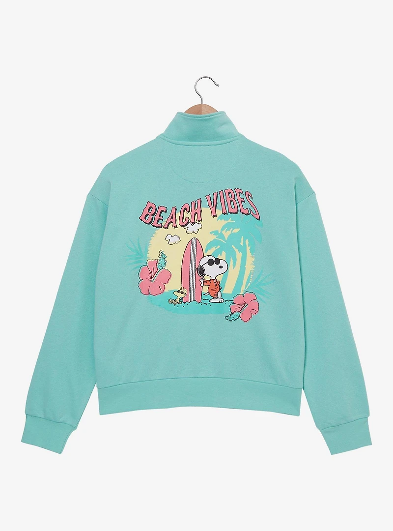 Peanuts Snoopy Joe Cool Surfing Women's Quarter Zip Crewneck - BoxLunch Exclusive