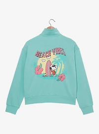 Peanuts Snoopy Joe Cool Surfing Women's Quarter Zip Crewneck - BoxLunch Exclusive