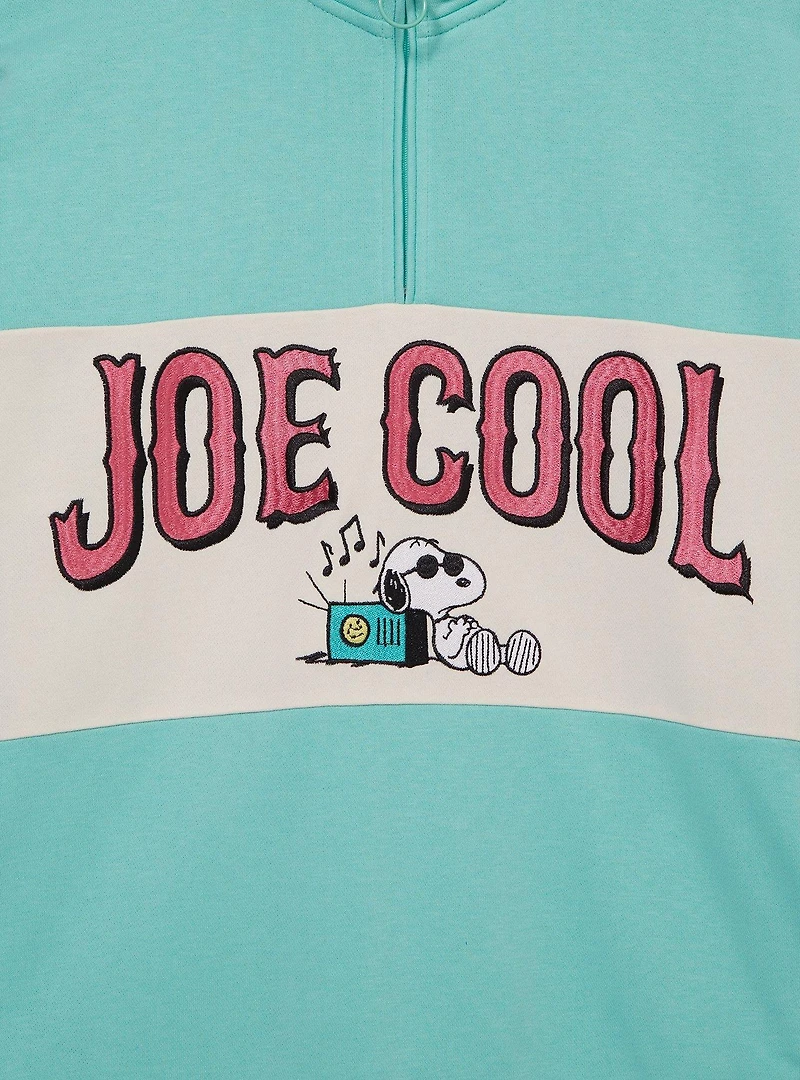 Peanuts Snoopy Joe Cool Surfing Women's Quarter Zip Crewneck - BoxLunch Exclusive