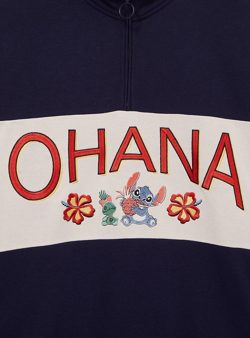 Disney Lilo & Stitch Ohana Surf's Up Women's Plus Quarter Zip Sweatshirt — BoxLunch Exclusive