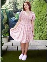 Harry Potter Deathly Hallows Floral Allover Print Plus Smock Dress