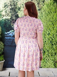 Harry Potter Deathly Hallows Floral Allover Print Plus Smock Dress