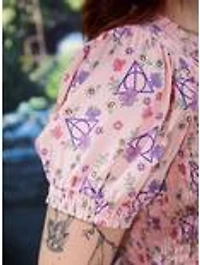 Harry Potter Deathly Hallows Floral Allover Print Plus Smock Dress