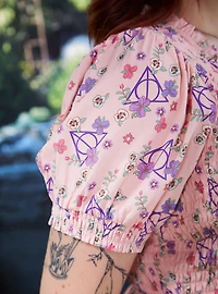 Harry Potter Deathly Hallows Floral Allover Print Plus Smock Dress