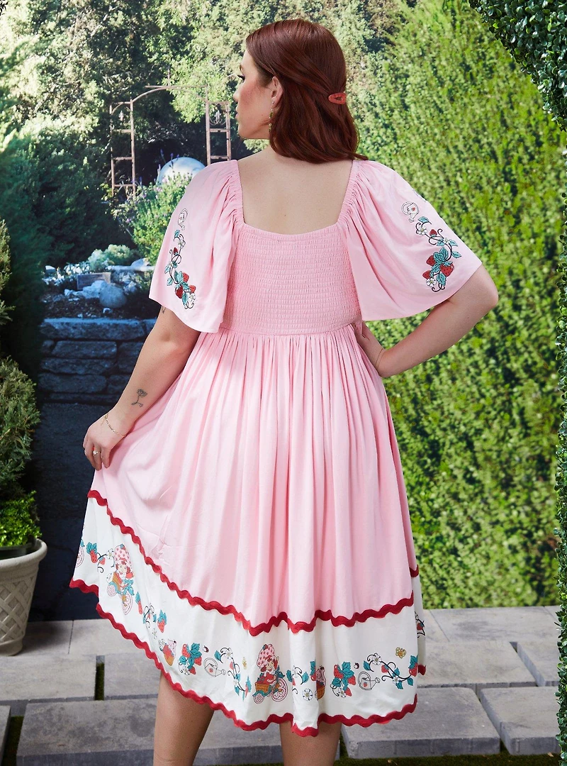 Strawberry Shortcake Embroidered Plus Midi Dress - BoxLunch Exclusive