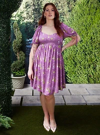 Disney Tangled Icons Allover Print Plus Smock Dress