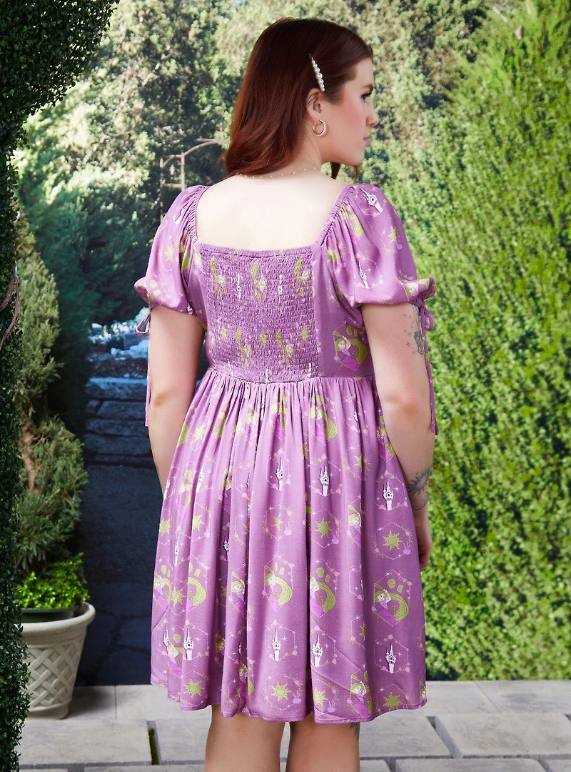 Disney Tangled Icons Allover Print Plus Smock Dress