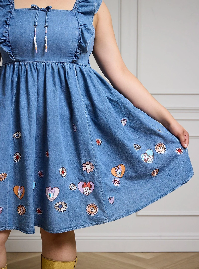 Disney Minnie & Daisy Floral Denim Plus Tank Dress — BoxLunch Exclusive