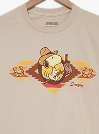 Peanuts Snoopy Cowboy Western Pattern Women's Cropped T-Shirt