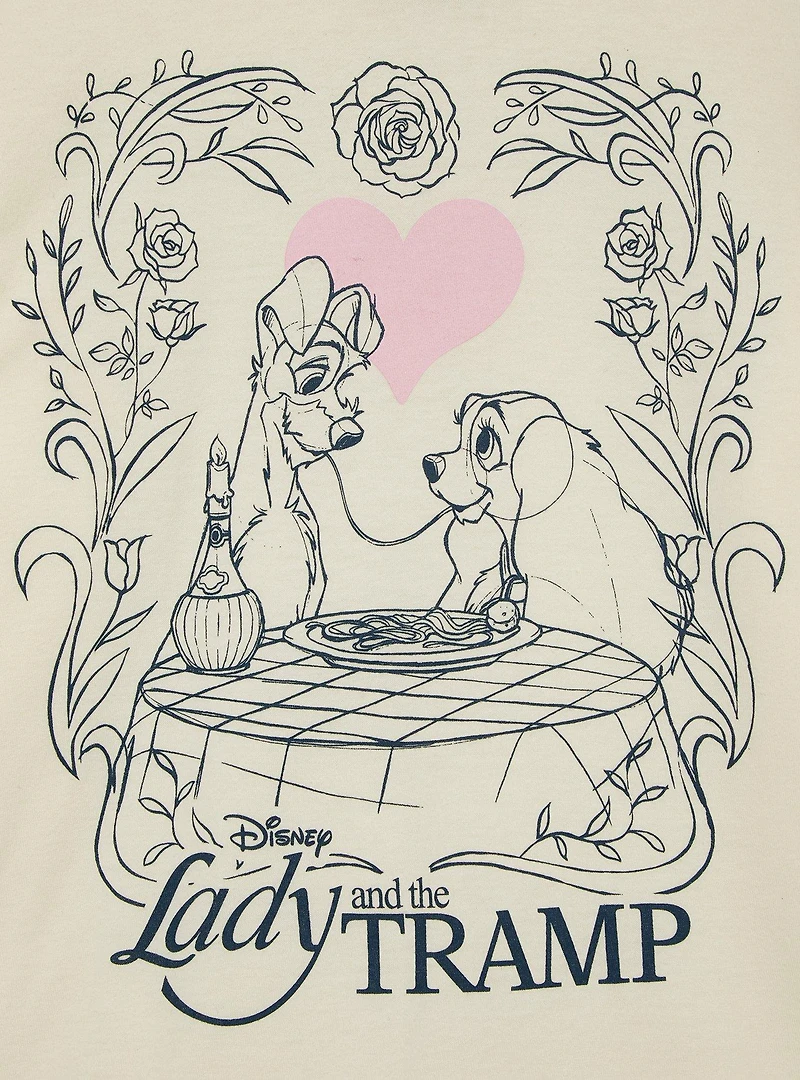 Disney Lady and the Tramp Spaghetti Dinner Cropped Women's T-Shirt