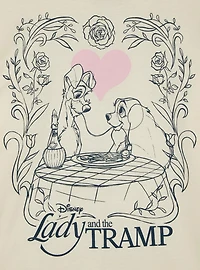 Disney Lady and the Tramp Spaghetti Dinner Cropped Women's T-Shirt