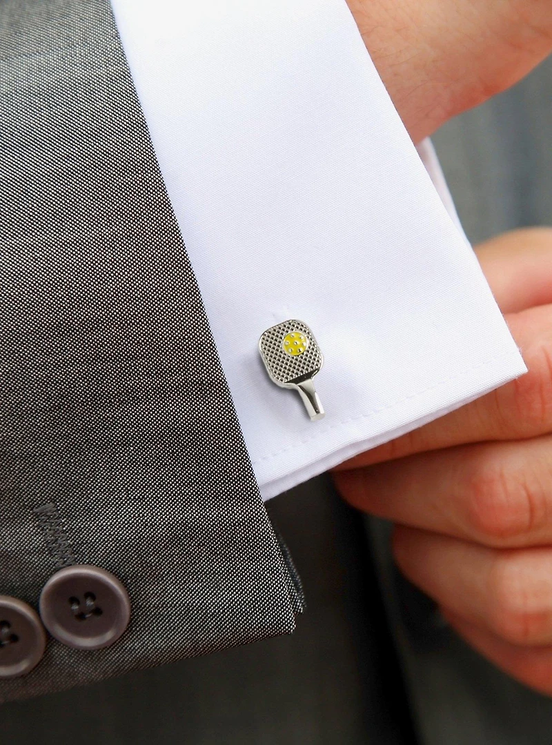 Pickleball Racket Silver Cufflinks