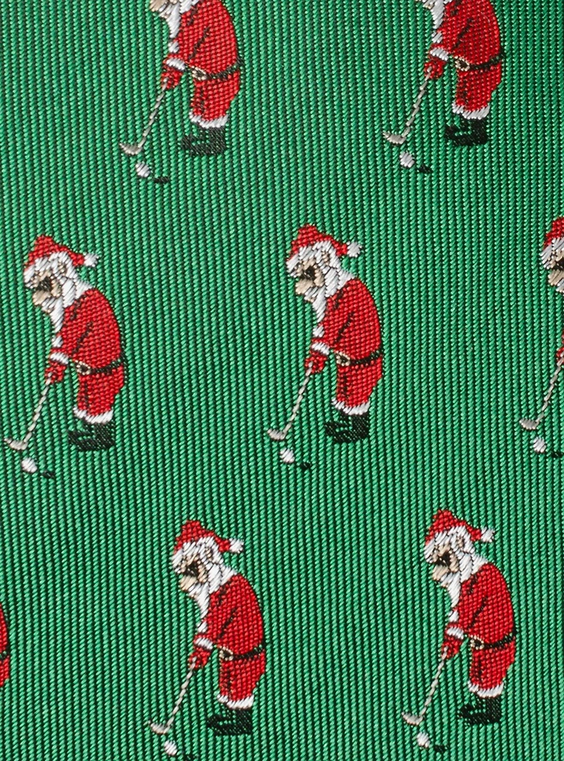 Santa Golf Par-Tee Green Silk Blend Tie