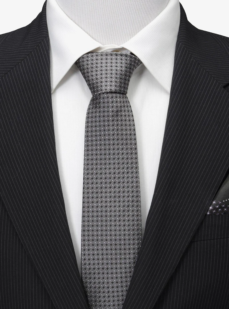 Gray Cross Dot Silk Tie