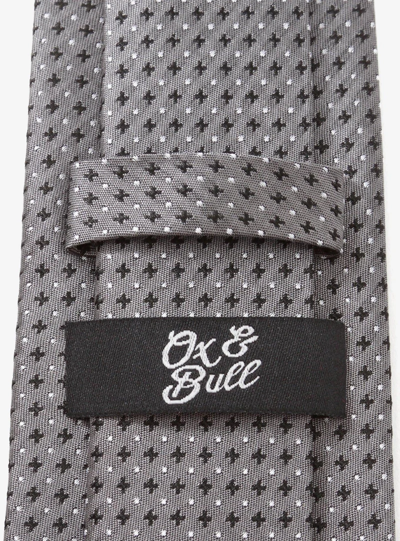 Gray Cross Dot Silk Tie