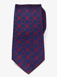 Navy Red Patterned Silk Tie
