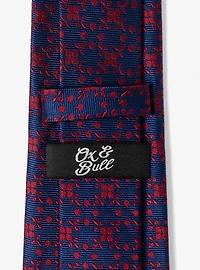 Navy Red Patterned Silk Tie