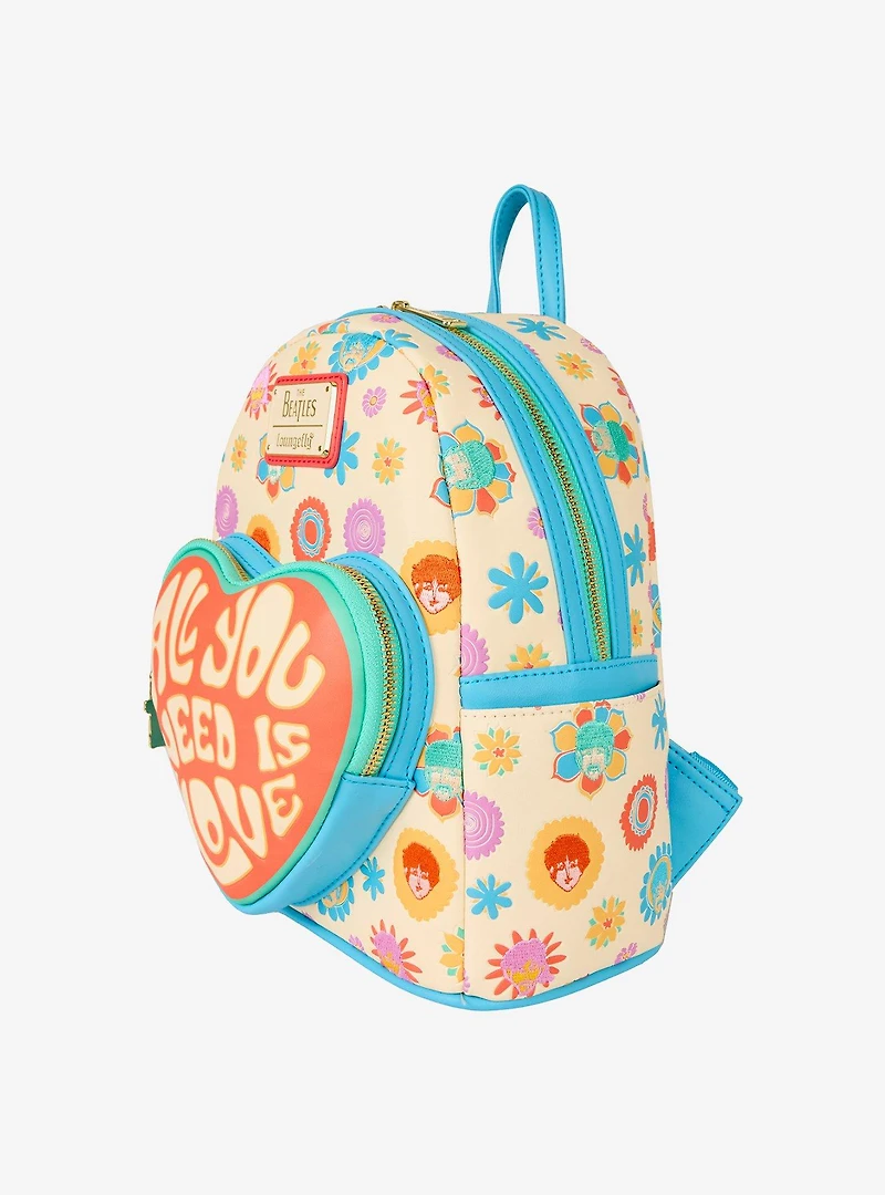 Loungefly The Beatles All You Need Is Love Floral Mini Backpack